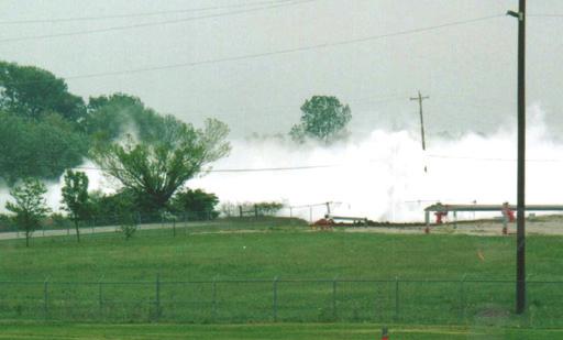 An HVL leak may be identified by a fog-like vapor cloud in areas of high humidity.