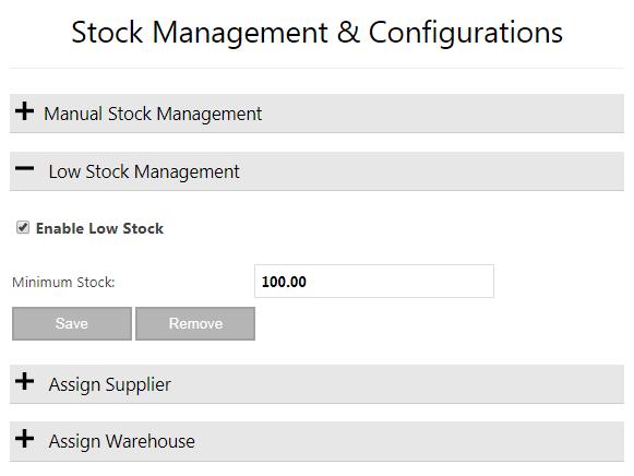 Low Stock Management To enable low stock management, check the Enable Low Stock