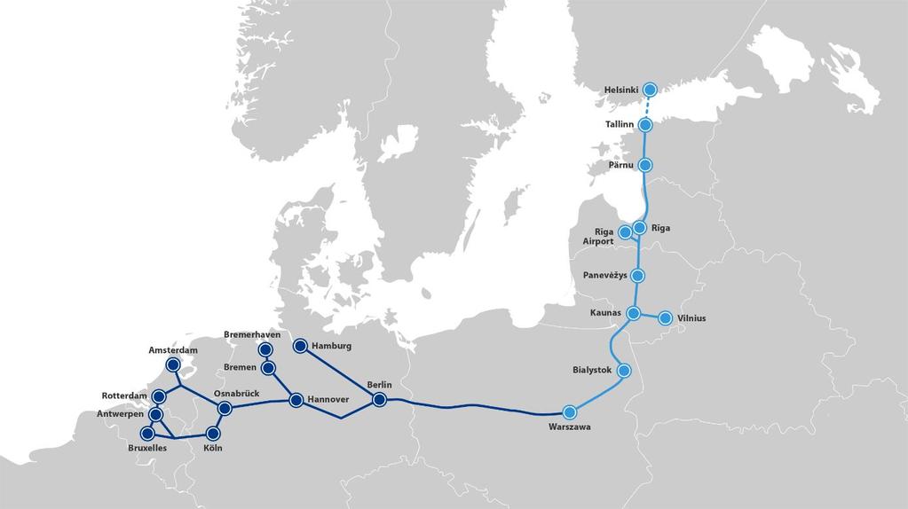Source: www.railbaltica.org/about-rail-baltica/maps/ The idea of the Rail Baltica project was first mentioned in 1991.