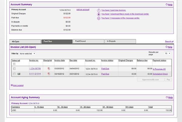 3.2 Past Due Invoices This tab gives you an easy-to-view summary of all past due invoices for your account.