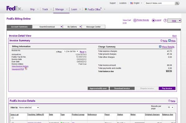 4 Invoice Details The Invoice Detail screen presents an easy-to-view summary of all invoice information in a format similar to the original printed invoice.