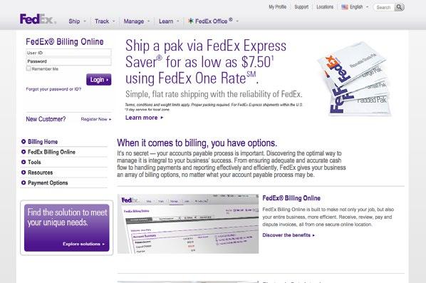 1 How to Register To register for FedEx Billing Online, go to the login screen by selecting View/Pay Bills under the Manage tab on fedex.com. If you already have a fedex.