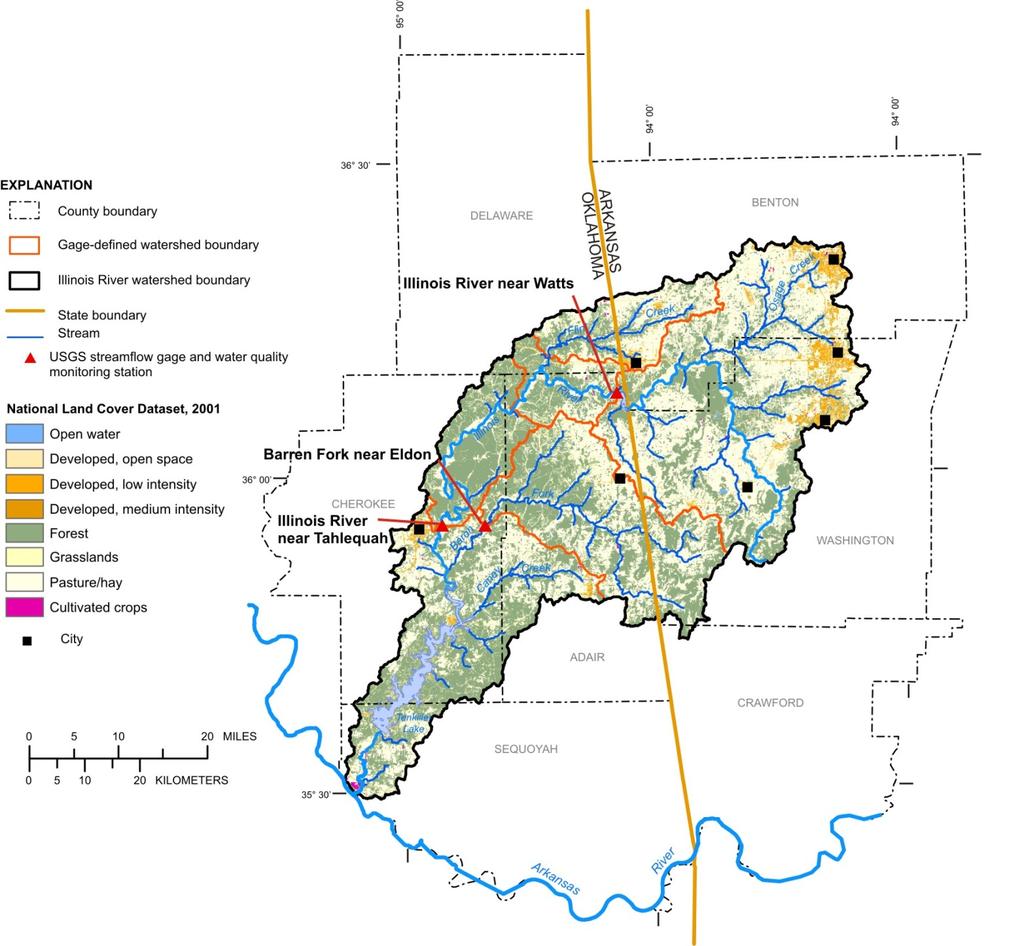 Sites sampled Data were collected at the Illinois River near Watts, Okla., and near Tahlequah, Okla.
