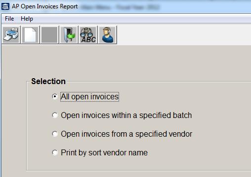 All Open Invoices This method will include all open invoices in the system in the listing.