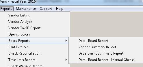 Detail Board Report This method gives detailed information on the invoices awaiting board approval. Vendor Summary Report This method gives a summarized version of the report by vendor number.