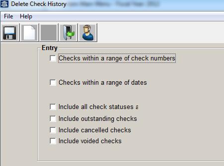 6.34 DELETE CHECK HISTORY Allows you to delete checks by a range
