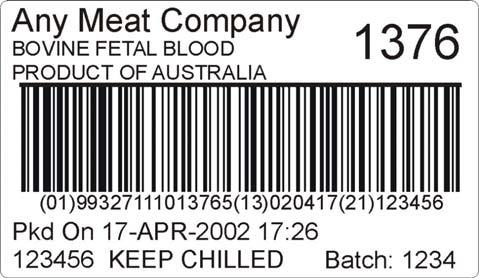 Method 2 Non-EAN capable abattoir have been applying pre-printed EAN labels provided by JRH.