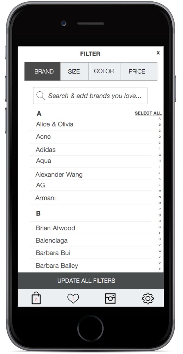 Search bar for brands you already know you love and want to type in 5.