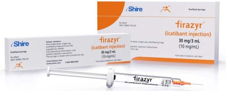 Firazyr: strong revenue growth driven by US success Patients Patients Product Progress Potential Estimated 7,000-8,000 US HAE sufferers Only around