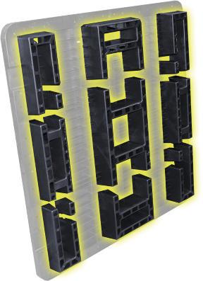 PRODUCT in your containers PLASPAL74 low profile bulka pallet SIZE 1100(L) x 1100(W) x 97(H) (Static) 2500kg (Dynamic) 2000kg 8kg DETAILS 2-Way Forklift 2-Way Low