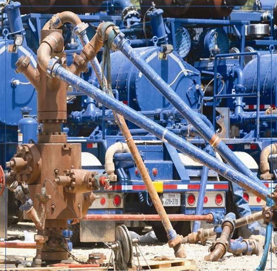 Well completion: Hydraulic fracturing After the drilling rig is removed, hydraulic fracturing ( fracing ) begins Not new technology; has been in use since shortly after World War II More than 1