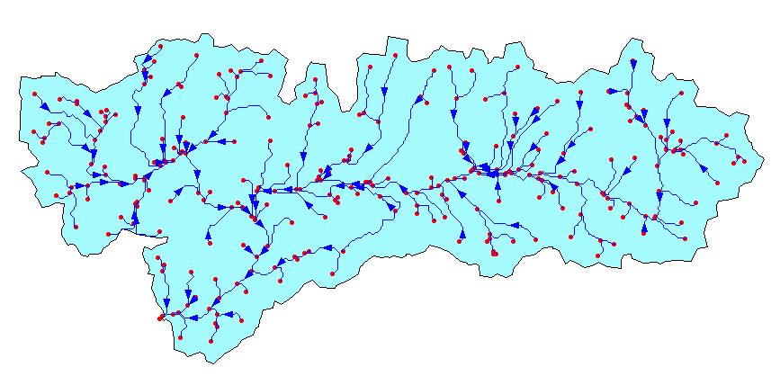drainage network may deviate from the actual stream network, if the resolution of DM is coarse, terrain is flat, and underlying geography is carstic in nature.