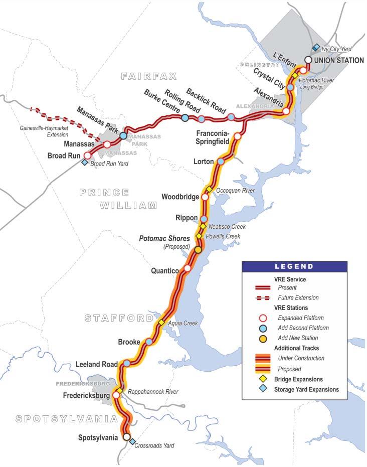 VRE SYSTEM PLAN 2040 Add service as we add capacity PHASE 1: Run Longer Trains Longer & second platforms More station parking More railcars More train storage