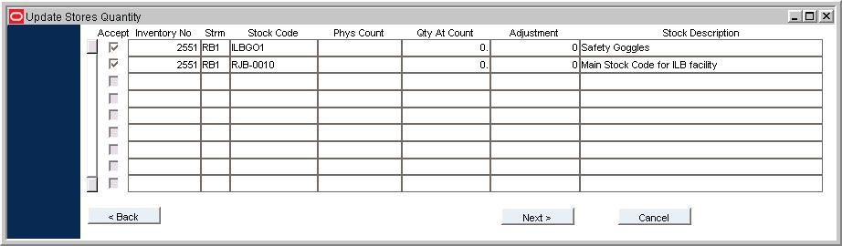 differ. To Resolve Inventory Counts Using the Stores Quantity Wizard 1. Open the Physical Inventory module from the Inventory subsystem. 2. Select Stores Quantity Wizard from the Actions list.