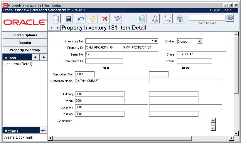 Inventory - Property Inventory Property ID and Description The Property ID and Description fields identify the item.
