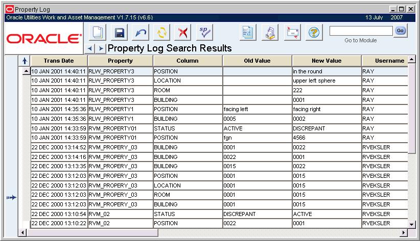 Inventory Property Log Views None The Property Log tracks all transactions entered in the Property Inventory module. This information is for display only and cannot be modified.