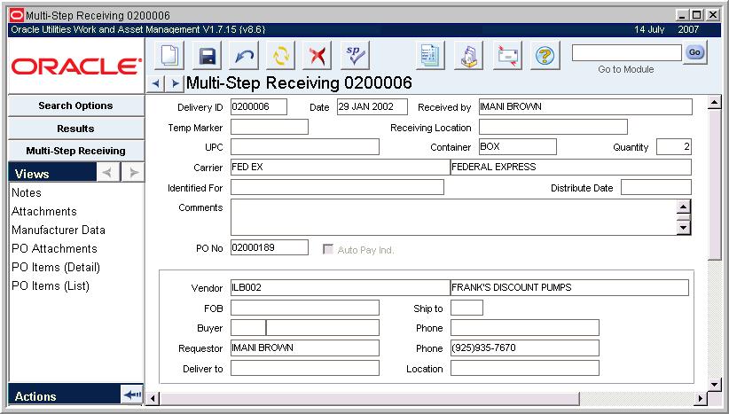 Inventory - Multi-Step Receiving Multi-Step Receiving record Depending on your system configuration, the Stock Checkout module can also be set up to work with Barcode Readers.