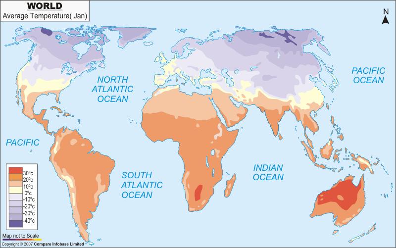4 Map A: January temperatures of the world Map B: July
