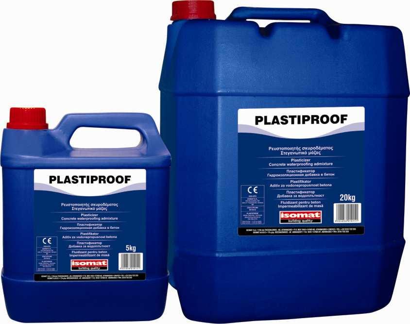 Concrete waterproofing admixtures PLASTIPROOF Plasticizer & Concrete waterproofing admixture Suitable for any type of concrete element that is constantly