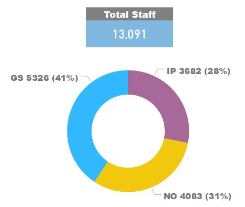 Global Staff Count by staff category As of 28 February 2018 Since the end of 2016, there has been a net 5% increase in the total number of UNICEF staff, with the majority being IP (+231) and NO