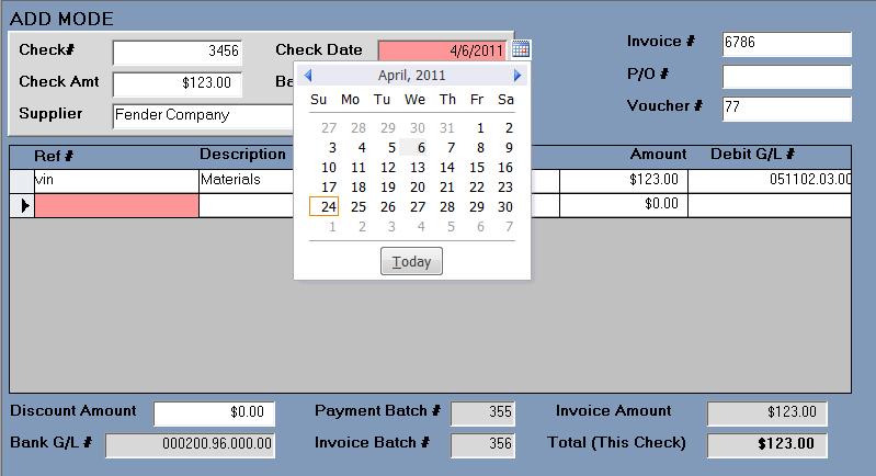A key feature of Accounts Payable is the ability to enter Handwritten Checks and pre or post date as required All AP