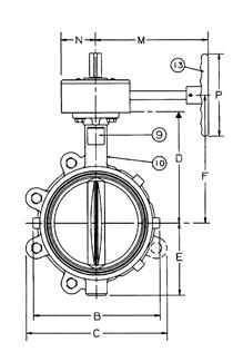 Note: Wafer body will mate with ANSI or ISO flanges. O.D. of wafer body notched to fit ISO bolt circle. Lug body available with ISO flange dimensions and metric bolt hole threads.
