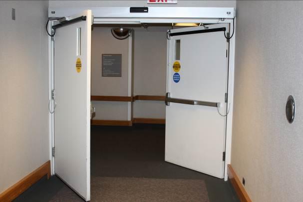 These doors operate at slower speeds and lower forces, compared to the faster moving power-operated