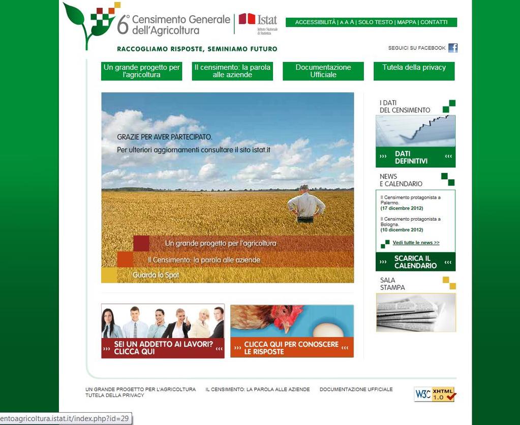 ITALIAN AGRICULTURAL CENSUSES Censuses carried out: 6