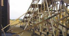 An example method for installing long span trusses is incl
