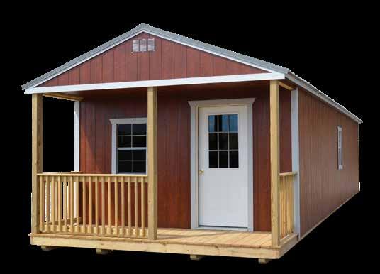 Standard with one 9-lite door, three 2x3 windows and a 4 ft. porch (included in building length). *Interior loft configuration based on size NO CREDIT CHECK DELUXE LOFTED BARN CABIN 12x32 $7,745 $358.
