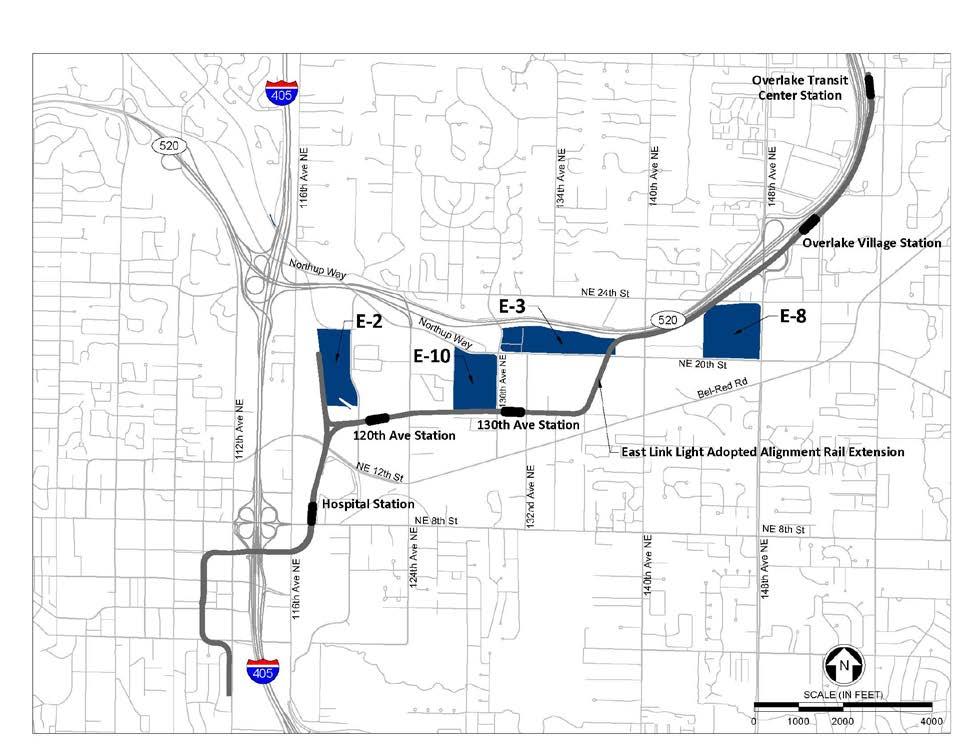 East Link Corridor 1: West of BNSF: This alternative would construct the OMSF between the BNSF railway corridor on the west and 120 th Avenue NE on the east, south of SR 520 and north of NE 12 th St