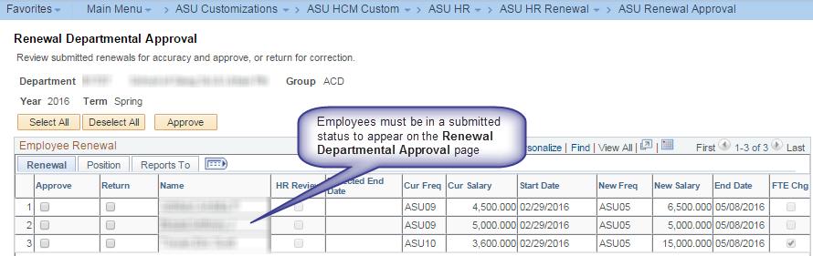 *Note: Only submitted renewals will appear on the Approver search page.