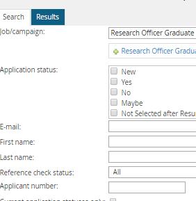 *Contingent on permissions* STEP 2: You can search for a specific job, name or application status by clicking the Search tab on the left side of