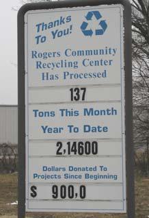 Rogers Community Recycling Since the late 1970s, volunteers have been collecting and marketing materials at the Rogers Community Recycling Center.