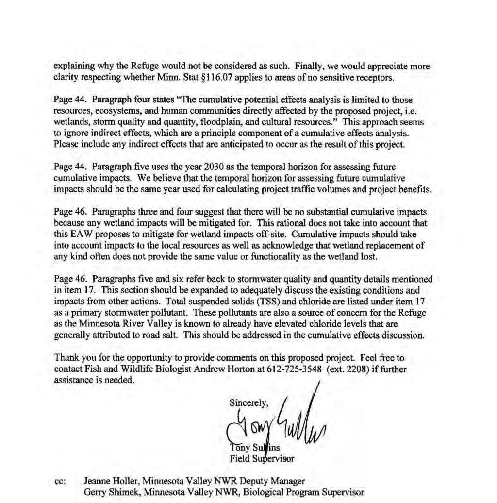 Comment Letter E: United States Department of Interior: Fish and Wildlife Service (page 3 of 3) E10 (continued) E11 E12 E13 E14 RESPONSES: E10 See response on previous page.