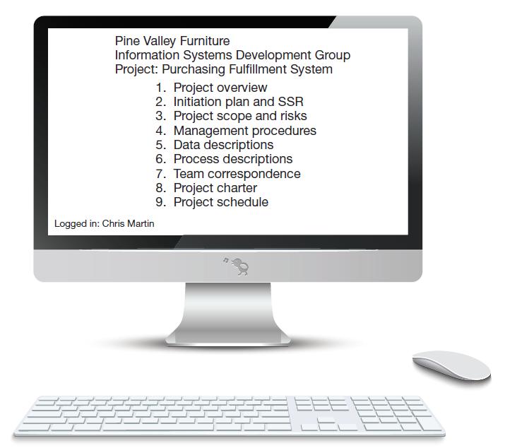 FIGURE 3-6 The project workbook for the Purchasing Fulfillment System project contains nine key elements