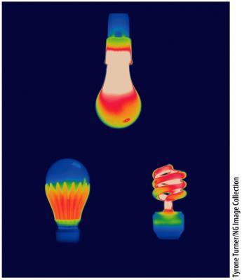 Reducing energy use Thermal images show heat escaping