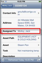 On the work order details screen, scroll down and tap the Assigned To row. 6.