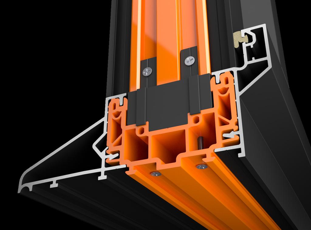 Warmcore key components Efficient to fabricate 28mm Glazing 28mm Glazing Internal and external aluminium fascias are integrated under high pressure onto the distinctive orange thermal core by the
