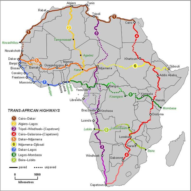 I. OVERVIEW OF TRANSPORT CORRIDORS IN AFRICA Typically sections of the Trans African Highways Linking landlocked countries to various maritime ports around the continent(land linked).