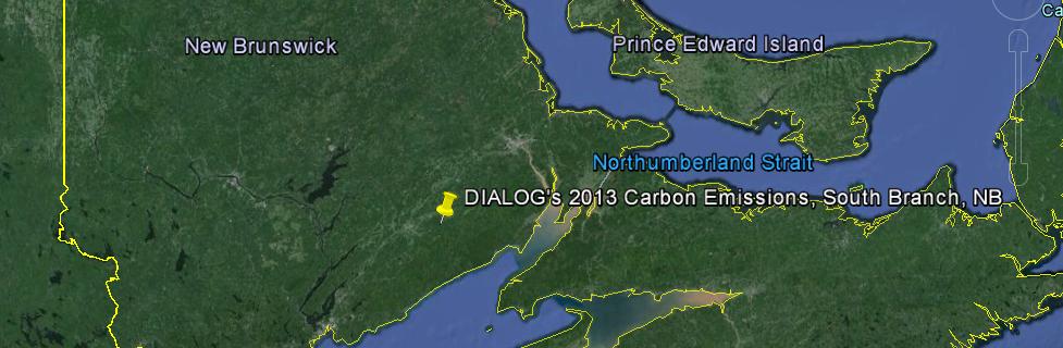 Map 1- Location of DIALOG s Footprint, South Branch, NB. Source- Google Earth Project Location DIALOG s carbon footprint is located in the community of South Branch, New Brunswick (Map 1).