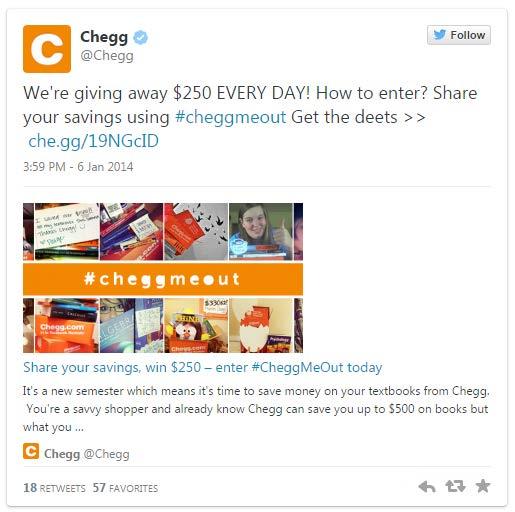 How To Boost Engagement With A Hashtag Photo Contest In 10 Easy Steps 3 #GreatHashtagPhotoContests One of our favorite examples of a hashtag photo contest is by Chegg, an online book store where