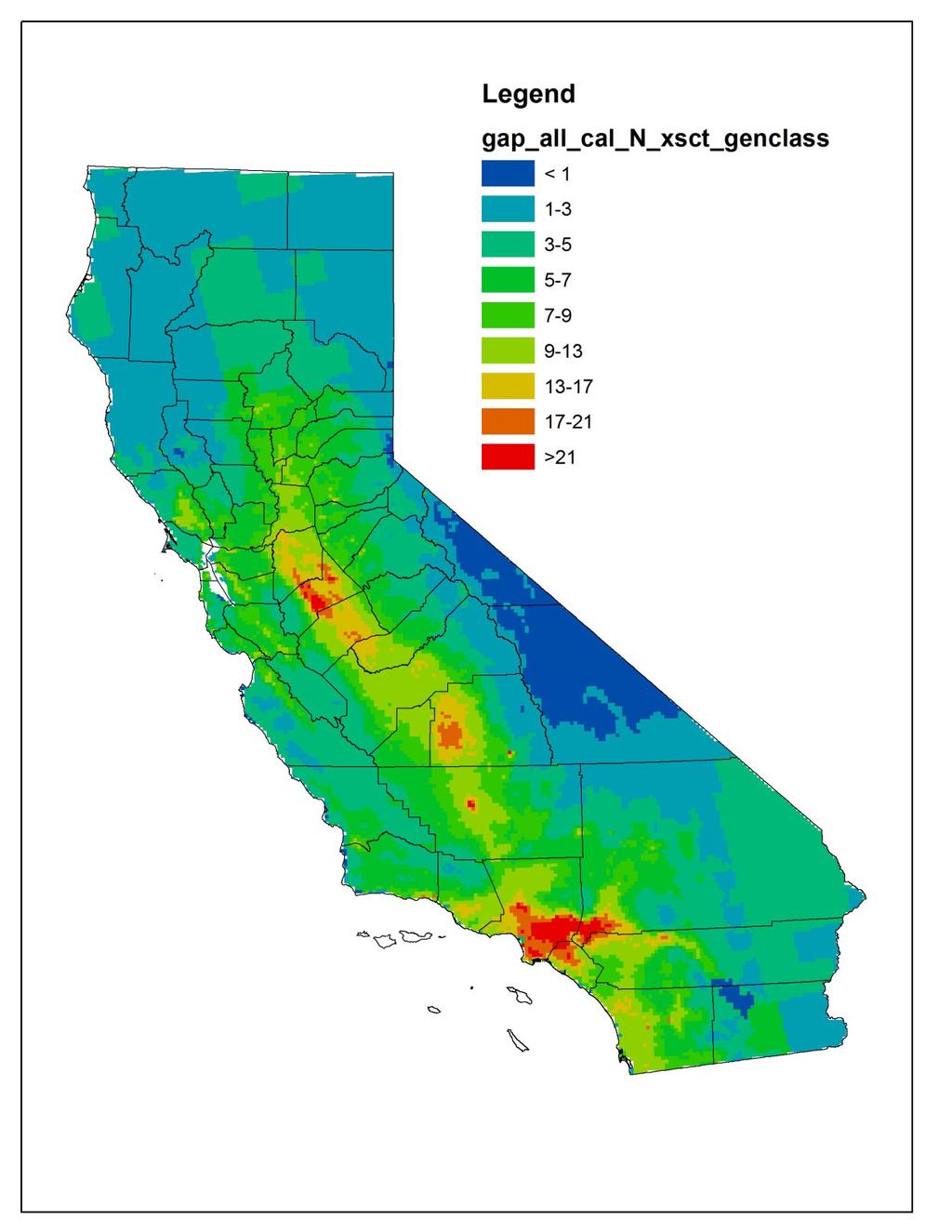 Nitrogen kg/ha/yr Atmospheric Nitrogen Deposition in California
