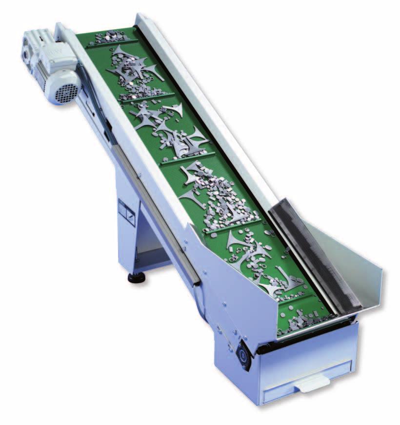 Belt conveyors. The all-rounders also for parts with sharp edges. Our belt conveyors are predominantly used on punch-nibbling machines, for transporting punching scrap and punching trimmings.