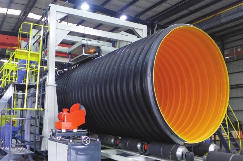 BOSS 3000 SRPE PIPE With its innovative helical HDPE encapsulated galvanized steel ribs, BOSS 3000 delivers a 320 kpa pipe stiffness in diameters from 1050 to 2100 mm (42 to 84 in).
