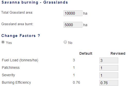Revising Savanna Calculations The Savanna Grasslands burning calculations use the NGGI values for fuel loads (quantity of dry matter