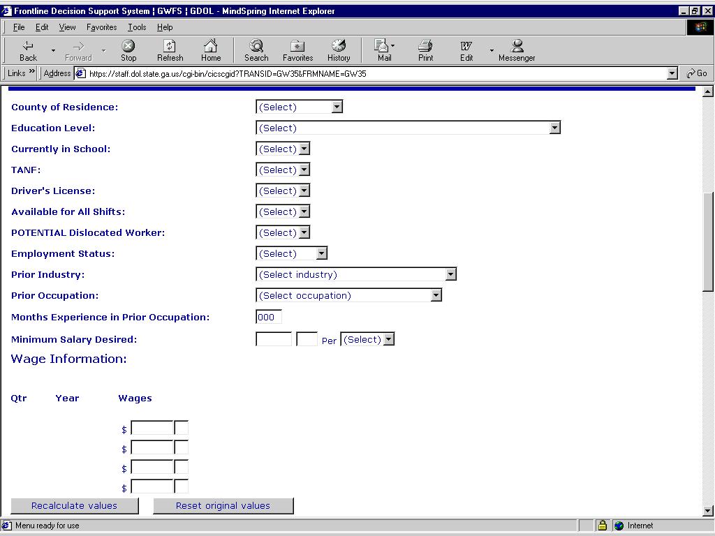 Dynamic Chaacteistics (Displayed below the blue line) Chaacteistics and values displayed ae fom the Custome Infomation, Expanded Custome Infomation, Custome Skills/Pofile, and Wage File pages of the