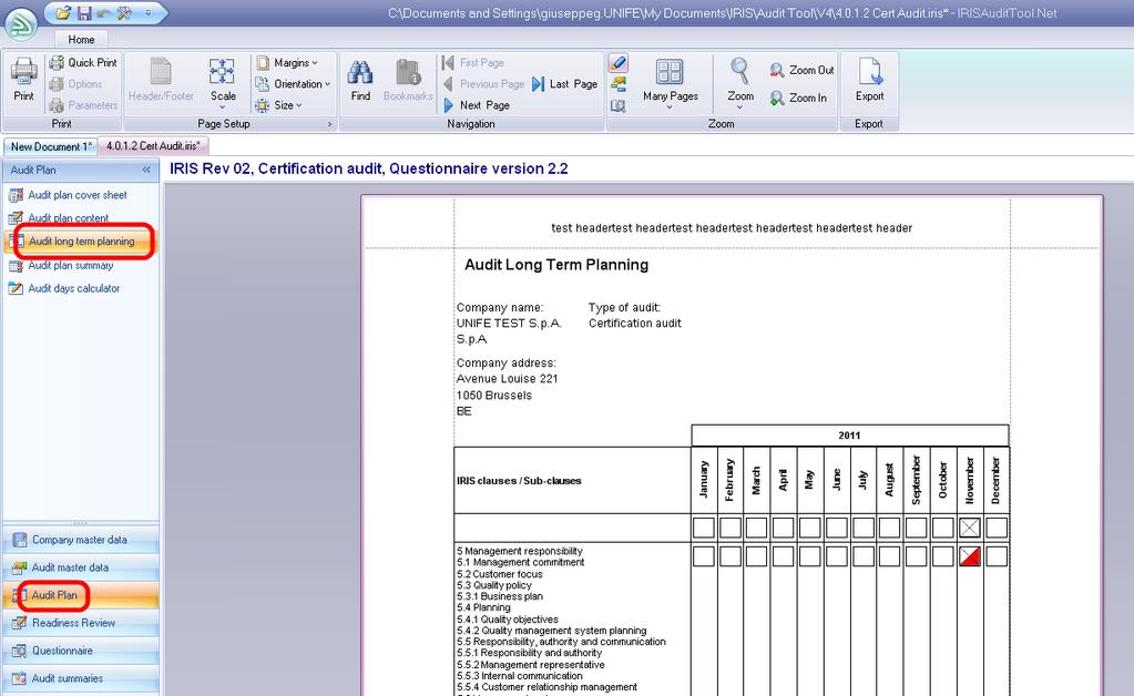 3) AUDIT LONG TERM PLANNING This section was developed especially to better manage