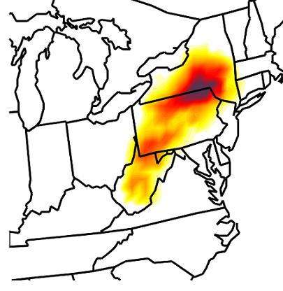 Regional Air Quality Impacts Marcellus Region NOx Emissions Predicted O 3 Impacts in 2020 1200 NOx [tpd] 800
