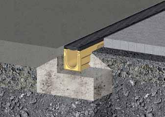 1 In-situ road concrete 2 Base course with hydraulic binder 3 Concrete cladding of the channel body 4 Gravel base (frost-protection layer) 5 Prefabricated concrete sheets and /